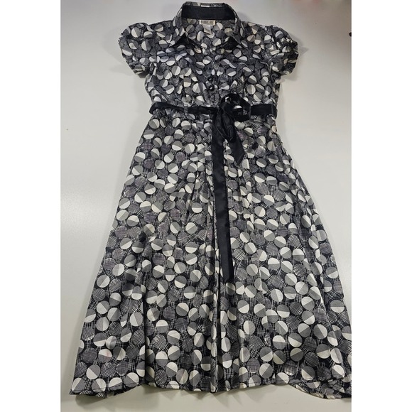 Vintage Robbie bee silky look polka dot dress size 8 short sleeve side zip ^ - Picture 6 of 8